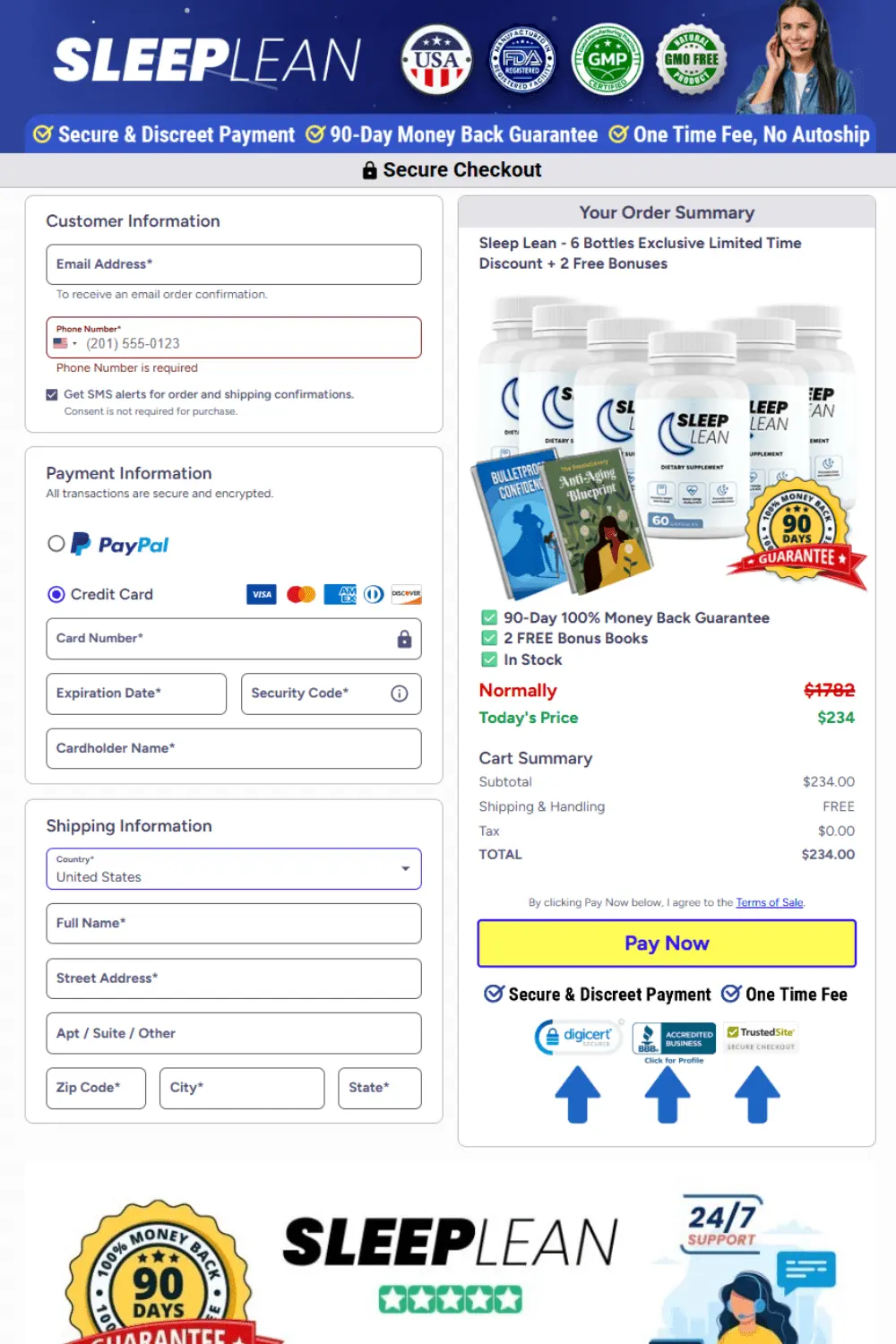 sleep lean order page